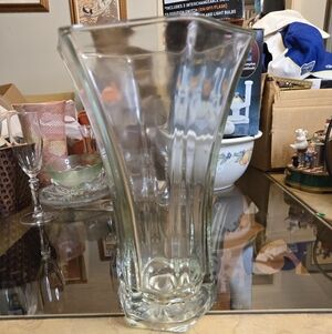 Vintage Hoosier Glass Hexagon Elegant Clear Crystal Glass Vase